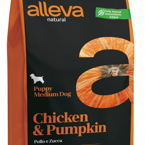 Суха храна с тиква за кутрета от средни породи Alleva® Natural &quot;Chicken &amp; Pumpkin&quot; Puppy Medium - 2.00kg