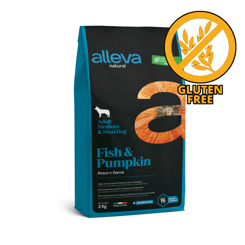 Храна за кучета с тиква и риба Alleva® Natural "Fish & Pumpkin" Adult Medium & Maxi - 2.00kg