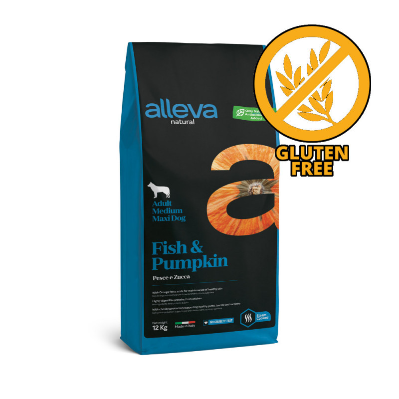 Качествена храна за кучета с тиква и риба Alleva® Natural "Fish & Pumpkin" Adult Medium & Maxi - 12.00kg