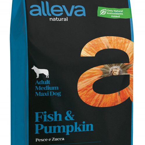 Качествена храна за кучета с тиква и риба Alleva® Natural &quot;Fish &amp; Pumpkin&quot; Adult Medium &amp; Maxi - 12.00kg