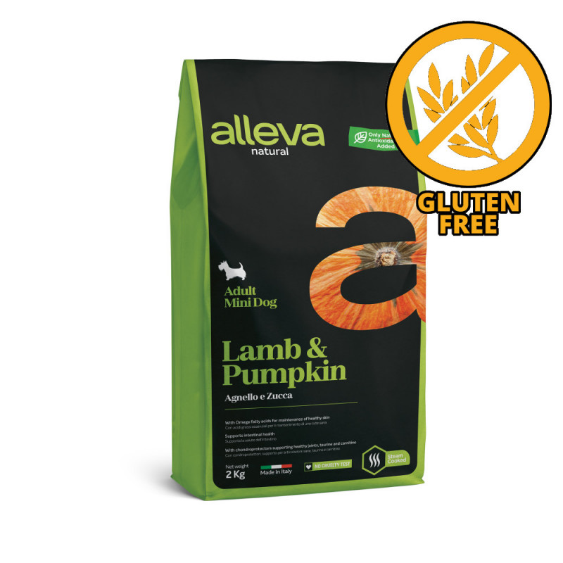 Храна за кучета с тиква и агнешко Alleva® Natural "Lamb & Pumpkin" Adult Mini - 2.00kg