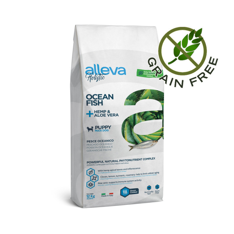 Холистична храна за кученца от големи породи Alleva® Holistic "Ocean Fish + Hemp & Aloe Vera" Puppy Maxi - 12.00kg