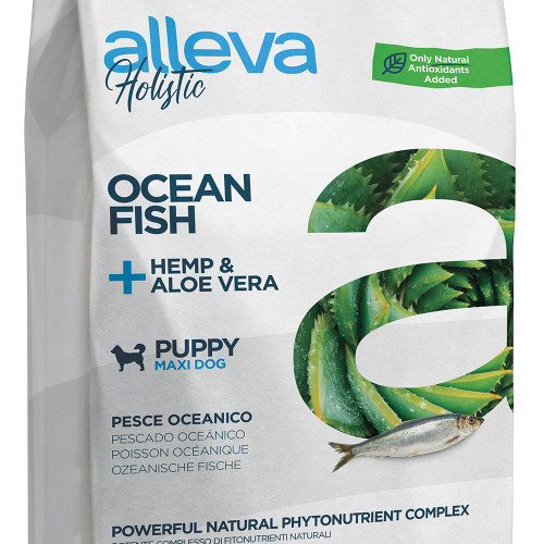 Холистична храна за кученца от големи породи Alleva® Holistic &quot;Океанска риба + коноп &amp; алое вера&quot; Puppy Maxi - 12.00kg