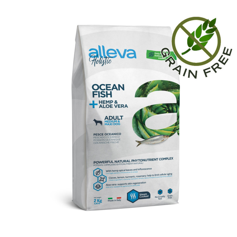 Холистична храна за кучета Alleva® Holistic "Ocean Fish + Hemp & Aloe Vera" Adult Dog Medium & Maxi - 2.00kg