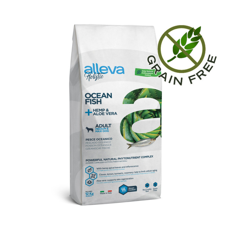 Холистична храна за кучета Alleva® Holistic "Ocean Fish + Hemp & Aloe Vera" Adult Dog Medium & Maxi - 12.00kg