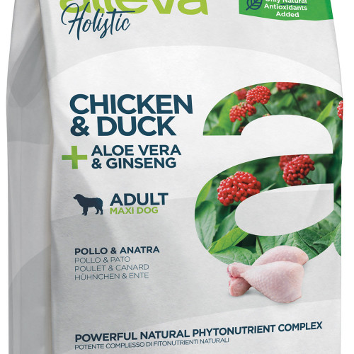 Холистична храна за кучета от големи породи Alleva® Holistic &quot;Chicken &amp; Duck + Aloe Vera &amp; Ginseng&quot; Adult Dog Maxi - 2.00kg