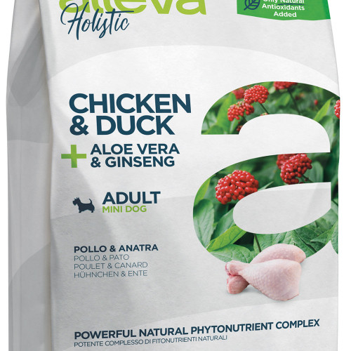 Холистична храна за кучета от дребни породи Alleva® Holistic &quot;Chicken &amp; Duck + Aloe Vera &amp; Ginseng&quot; Adult Dog Mini - 2.00kg