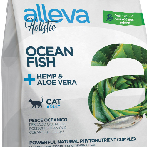 Холистична храна за котки с океанска риба и коноп Alleva® Holistic &quot;Ocean Fish + Aloe Vera &amp; Hemp&quot; Cat - 1.5kg