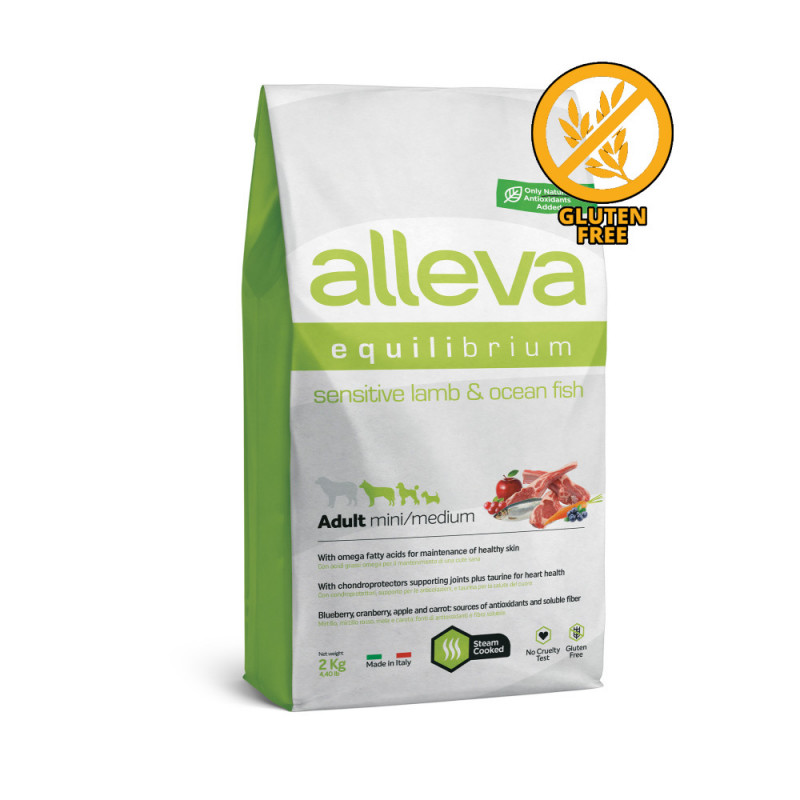 Храна за кучета без глутен Alleva® Equilibrium Sensitive "Lamb & Ocean Fish" Adult Mini & Medium Dog - 2.00kg