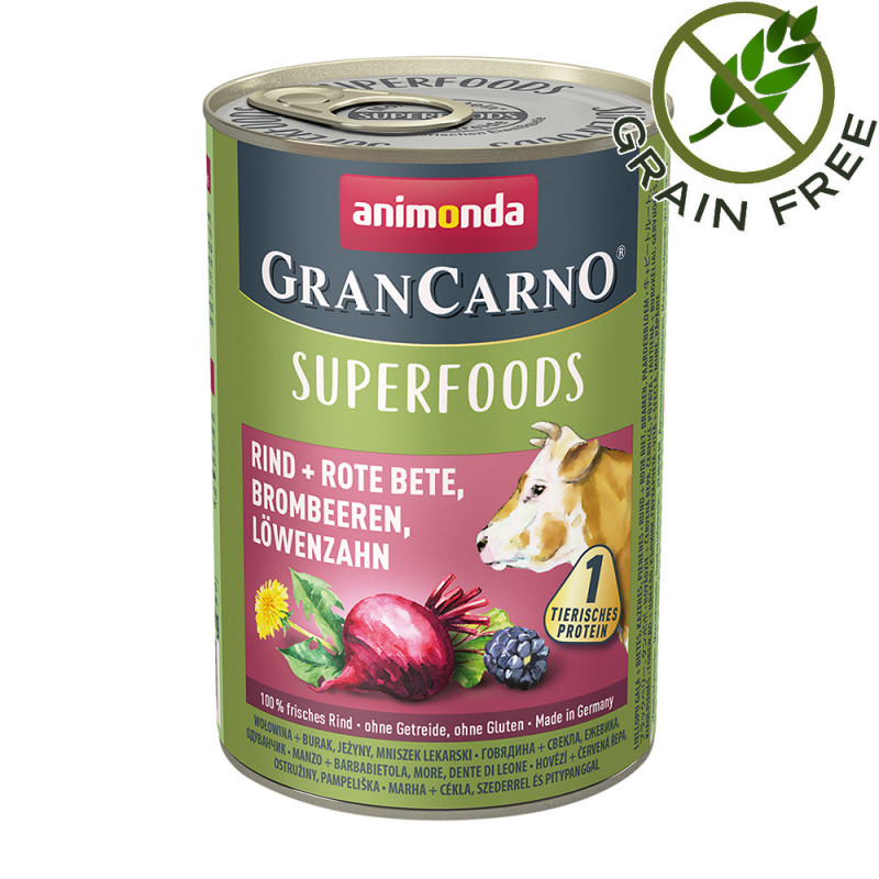 Консерва за кучета с говеждо и суперхрани - Gran Carno Superfoods Beef - 400гр