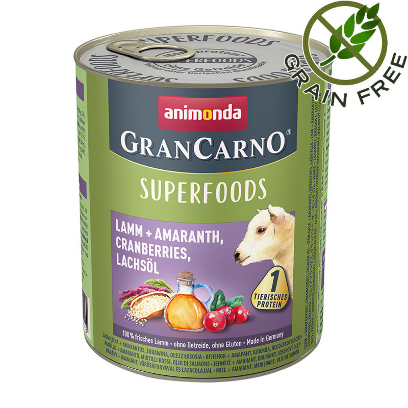 Консерва за кучета с  агнешко и суперхрани - GranCarno Superfoods Lamb 800гр