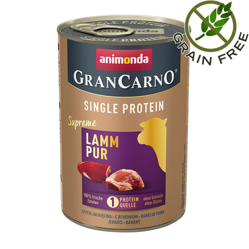 Консерва за кучета монопротеин от агнешко месо - GranCarno Single Protein Supreme Lamb Pure - 400гр