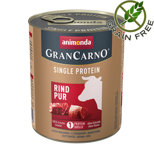 Консерва за кучета монопротеин от говеждо месо - GranCarno Single Protein Beef Pure - 800гр