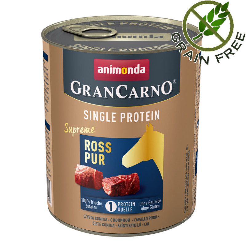 Консерва за кучета монопротеин от конско месо - GranCarno Single Protein Supreme Horse Pure - 800гр