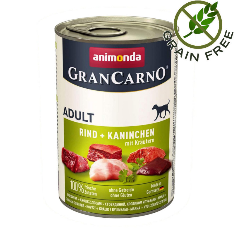 Гурме консерва за кучета със заек и магданоз - GranCarno® Original Dog Adult 400гр