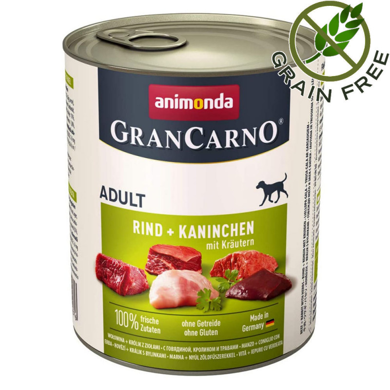 Гурме консерва за кучета със заешко месо и магданоз - GranCarno® Original Dog Adult 800гр