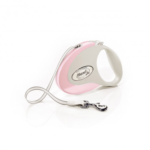 Елегантен и модерен автоматичен повод за кучета Flexi Style M Pink с лента 5 м