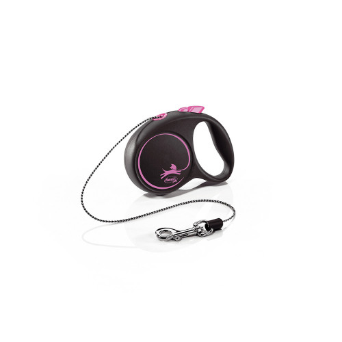 Елегантен и модерен автоматичен повод за кучета Flexi Black Design XS с въже 3 м - Pink