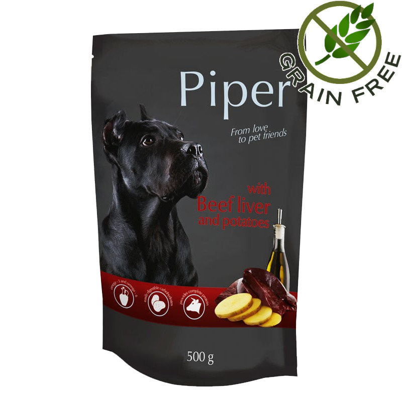 Пауч за кучета Piper® Animals с телешки дроб - 500гр