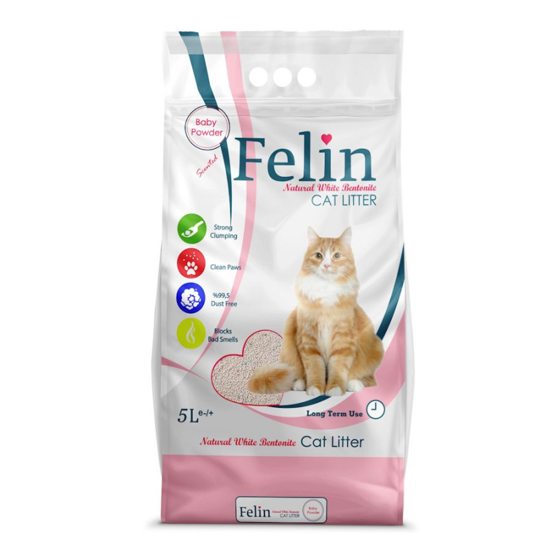 Натурално бял котешки пясък Bento Felin Baby Powder - 5 л