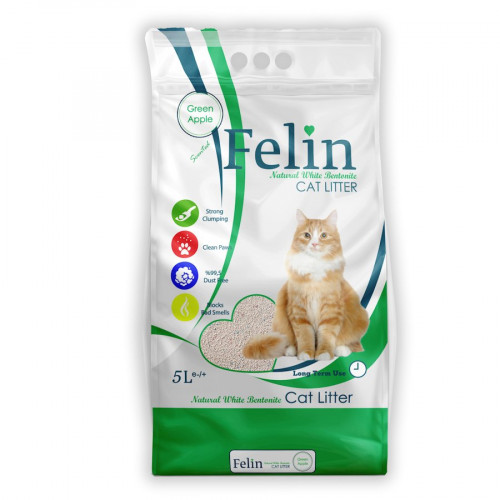Натурално бял котешки пясък Bento Felin Green Apple - 5 л