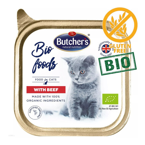 Био сертифицирана органична храна за котки - Пастет Butcher's Cat Bio Beef 85 гр