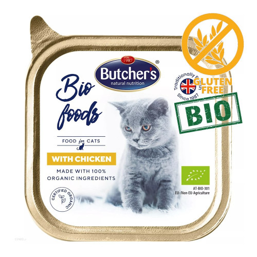 Био сертифицирана органична храна за котки - Пастет Butcher's Cat Bio Chicken 85 гр