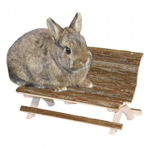 Дървена пейка Nature - аксесоар за клетка на декоративно зайче