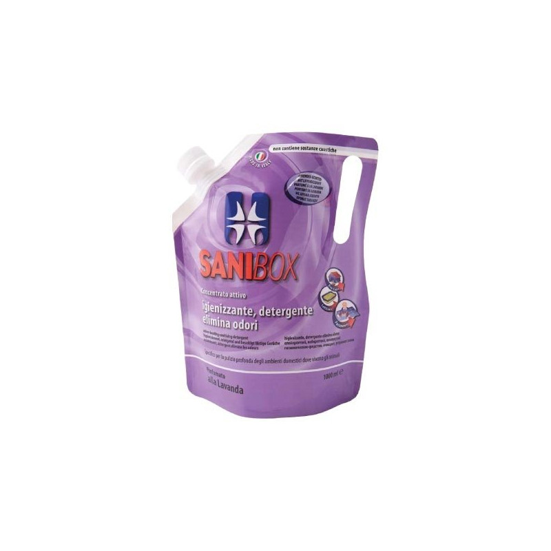 Концентрат Sanibox Lavanda - препарат с аромат на лавандула за дълбоко почистване на подови настилки и котешки тоалетни