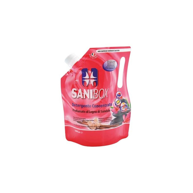 Концентрат Sanibox Legno di Sandalo - препарат с аромат на сандалово дърво за почистване на подови настилки и котешки тоалетни