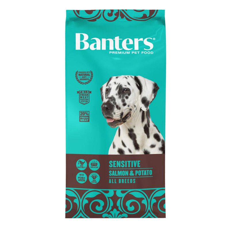 Евтина храна за кучета с чувствителни стомаси Banters Dog Sensitive Salmon & Potato - 3 кг