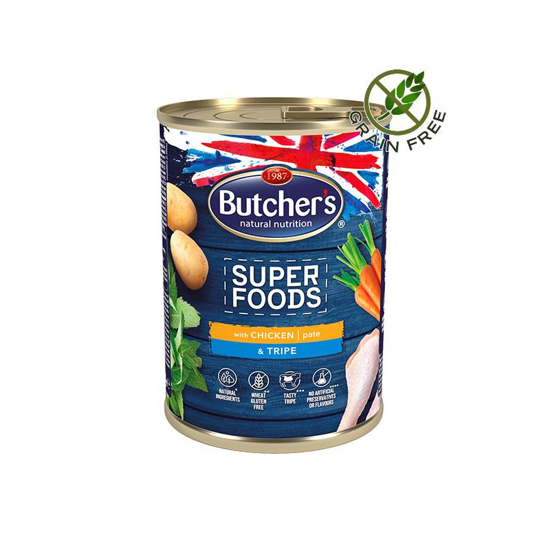 Пастет за кучета с пилешко и шкембе Butcher's Dog Superfoods Chicken & Tripe Pate - 400 гр