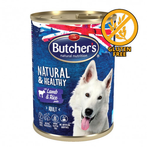 Супер цена! Пастет за кучета с агнешко и ориз Butcher's Natural & Healthy Dog Lamb & Rice Pate - 1200 гр