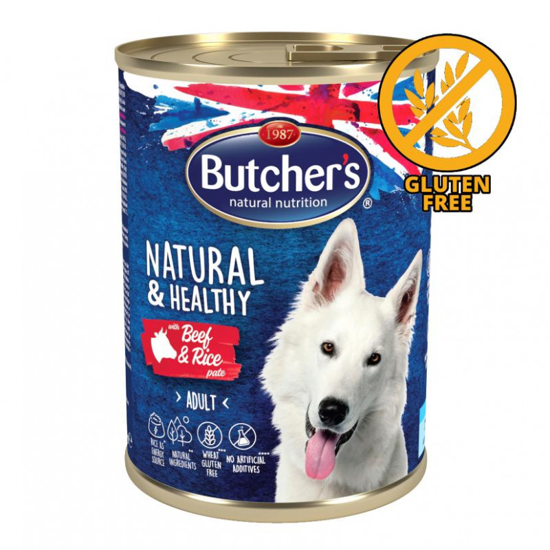 Супер цена! Пастет за кучета с говеждо и ориз Butcher's Natural & Healthy Dog Beef & Rice Pate - 1200 гр