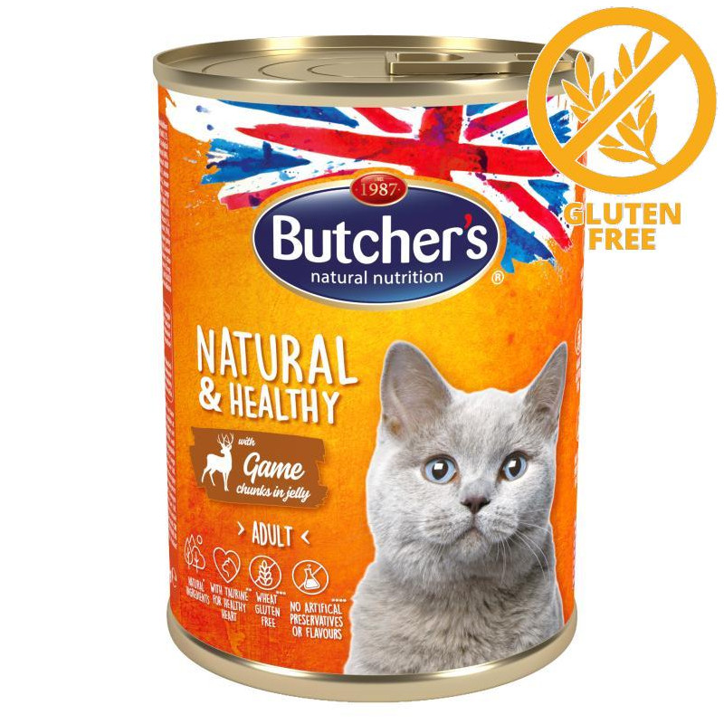 Консерва за котки - хапки дивеч в желе Butcher's Cat Natural & Healthy Game Chunks - 400 гр