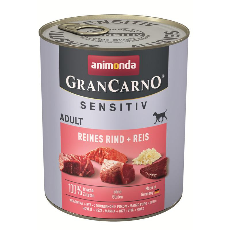 Храна за чувствителни кучета - консерва GranCarno® Sensitive Pure Beef & Rice - 800 гр