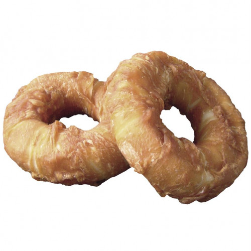 Натурално лакомство за кучета - поничка от пилешко и телешка кожа StarSnack BBQ Donut Chicken 110 гр