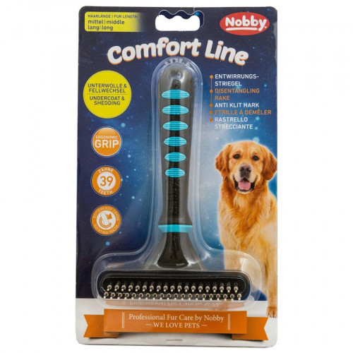 Двуредов гребен за дългокосмести кучета Nobby Comfort Line Disentangling Rake