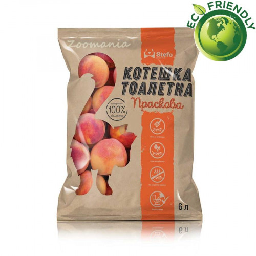 Екологична котешка тоалетна Stefo Cat Litter Peach - 6 л