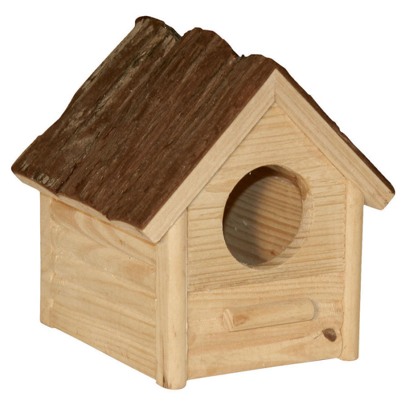 Колибка за клетка на малки гризачи Kerbl Hamster House Nature - 12 х 10 х 13 см