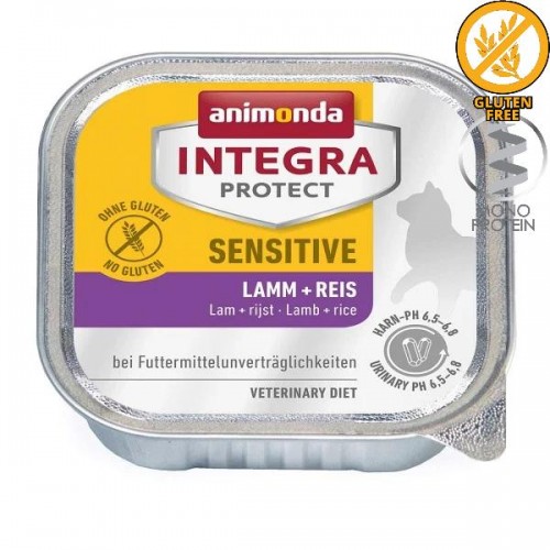 Профилактична храна за алергични котки Animonda Integra® Protect Sensitive - 6 х 100 гр с агнешко