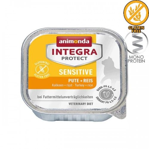 Профилактична храна за алергични котки Animonda Integra® Protect Sensitive - 6 х 100 гр с пуешко