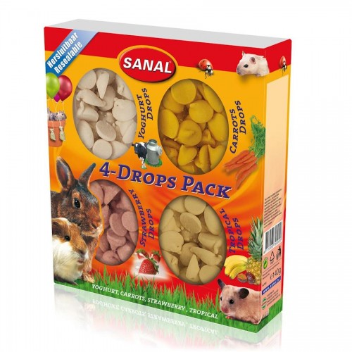 Здравословно лакомство за зайче, хамстер и морско свинче Sanal 4-Drops Pack - 4 х 35 гр