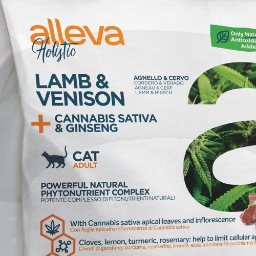 Холистична храна за котки с масло от канабис и женшен Alleva® Holistic &quot;Lamb &amp; Venison + Cannabis Sativa &amp; Ginseng&quot; Cat - 10kg