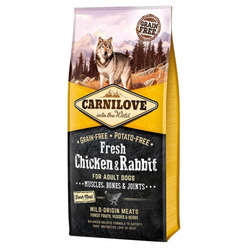 Холистична храна за кучета с прясно пилешко и заек Carnilove Dog - Fresh Chicken & Rabbit (12 кг)