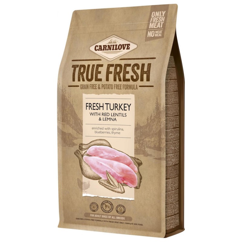 Холистична храна за кучета с прясно пуешко и червена леща Carnilove True Fresh Dog - Turkey with Red Lentils (11.4 кг)