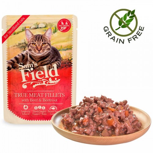 Sam's Field Cat Sterilized Pouch - True Meat Fillets Beef & Beetroot (85 гр)