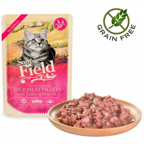 Sam's Field Cat Kitten Pouch - True Meat Fillets Turkey & Broccoli (85 гр)