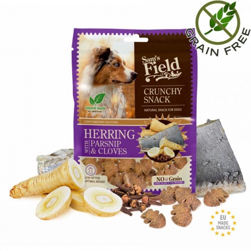 Хрупкави кучешки бисквитки с херинга Sam's Field Dog - Herring Cracker with Parsnip & Gloves (200 гр)