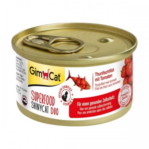 Консерва за котки с  риба тон и домати GimCat Superfood ShinyCat Duo Tuna Fillets & Tomatoes - консерва за котки (70 гр)